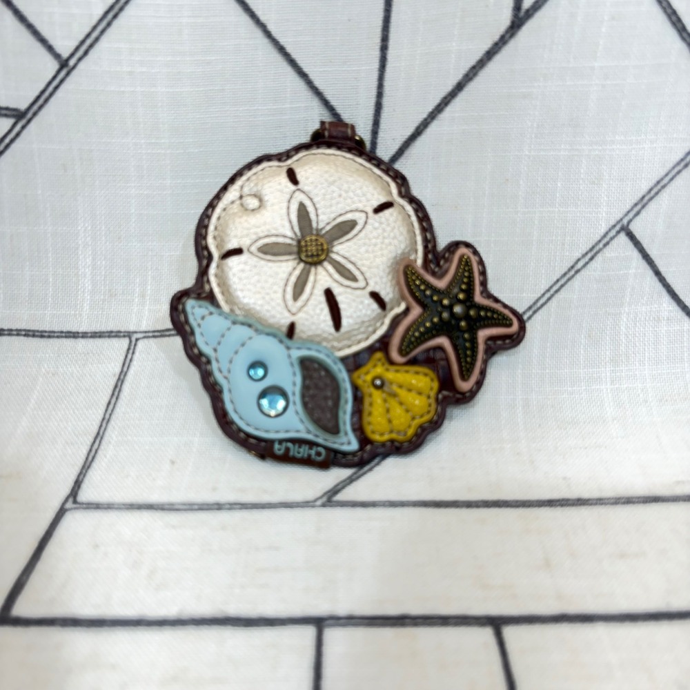 Chala Coin Purse OS Brown Nautical Seashell Sand Dollar Keychain Bag Charm